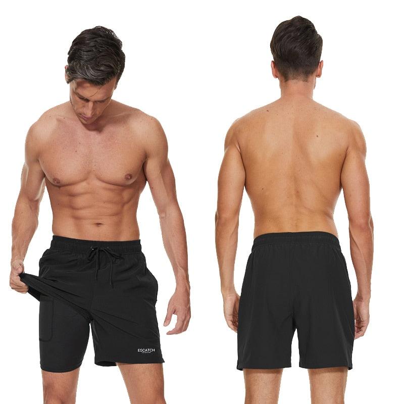 Men's Swimming Trunks with Compression Liner 2 in 1 Quick-Dry Gym Sports Shorts Swim Shorts with Pockets  Beach Swimming Trunks Quick Dry Swim Shorts with Pockets