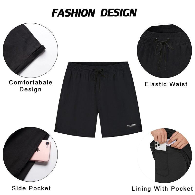 Men's Swimming Trunks with Compression Liner 2 in 1 Quick-Dry Gym Sports Shorts Swim Shorts with Pockets  Beach Swimming Trunks Quick Dry Swim Shorts with Pockets
