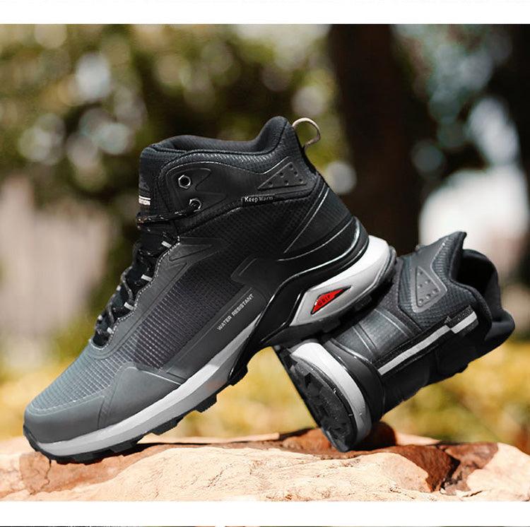 Men's Warm Boots Plush Snow Boots Outdoor Non-Slip Hiking Boots High Top Waterproof Sports Men's Winter Boots Snow Boots Warm Lined Non Slip Leather Shoes