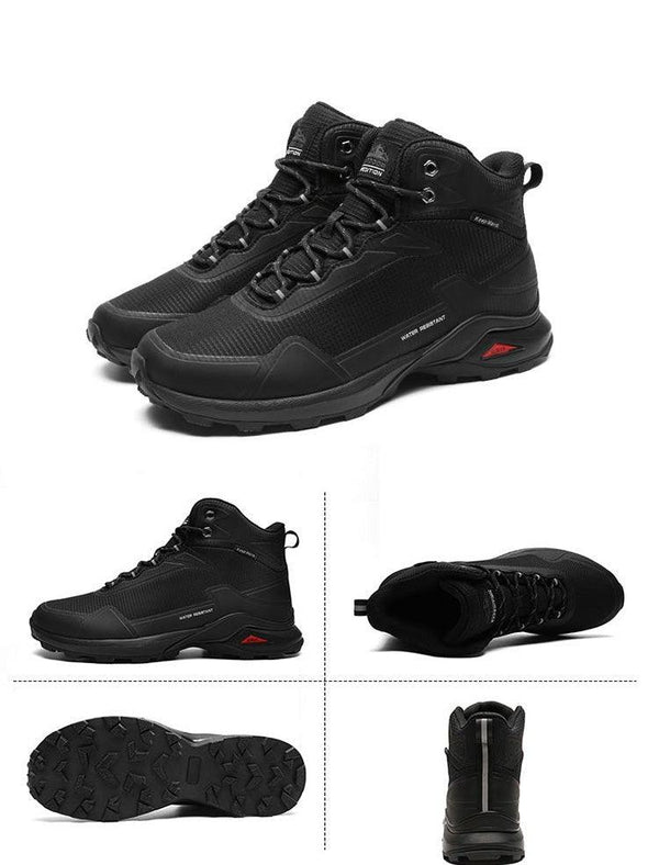 Men's Warm Boots Plush Snow Boots Outdoor Non-Slip Hiking Boots High Top Waterproof Sports Men's Winter Boots Snow Boots Warm Lined Non Slip Leather Shoes