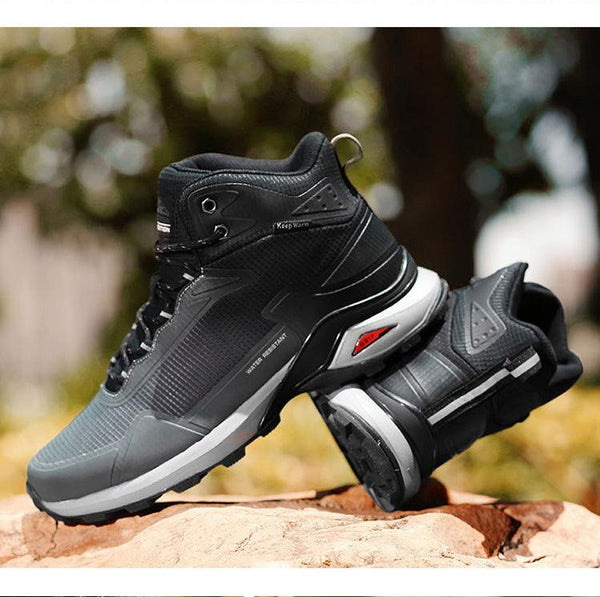 Men's Warm Boots Plush Snow Boots Outdoor Non-Slip Hiking Boots High Top Waterproof Sports Men's Winter Boots Snow Boots Warm Lined Non Slip Leather Shoes