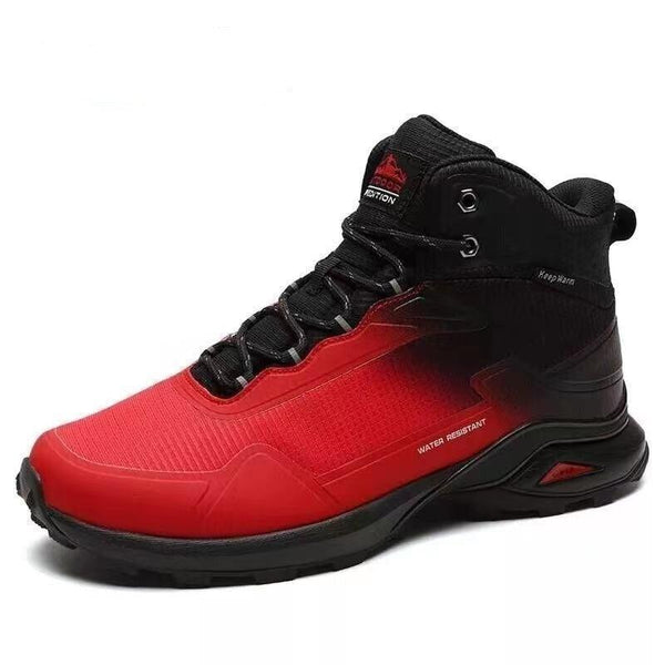 Men's Warm Boots Plush Snow Boots Outdoor Non-Slip Hiking Boots High Top Waterproof Sports Men's Winter Boots Snow Boots Warm Lined Non Slip Leather Shoes