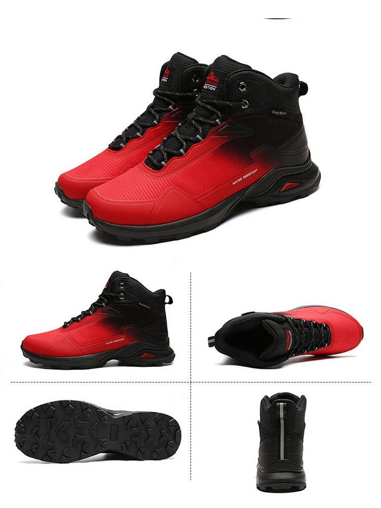 Men's Warm Boots Plush Snow Boots Outdoor Non-Slip Hiking Boots High Top Waterproof Sports Men's Winter Boots Snow Boots Warm Lined Non Slip Leather Shoes