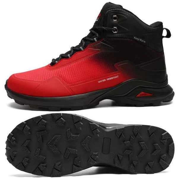 Men's Warm Boots Plush Snow Boots Outdoor Non-Slip Hiking Boots High Top Waterproof Sports Men's Winter Boots Snow Boots Warm Lined Non Slip Leather Shoes