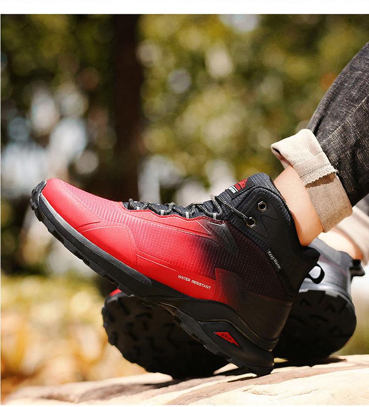 Men's Warm Boots Plush Snow Boots Outdoor Non-Slip Hiking Boots High Top Waterproof Sports Men's Winter Boots Snow Boots Warm Lined Non Slip Leather Shoes