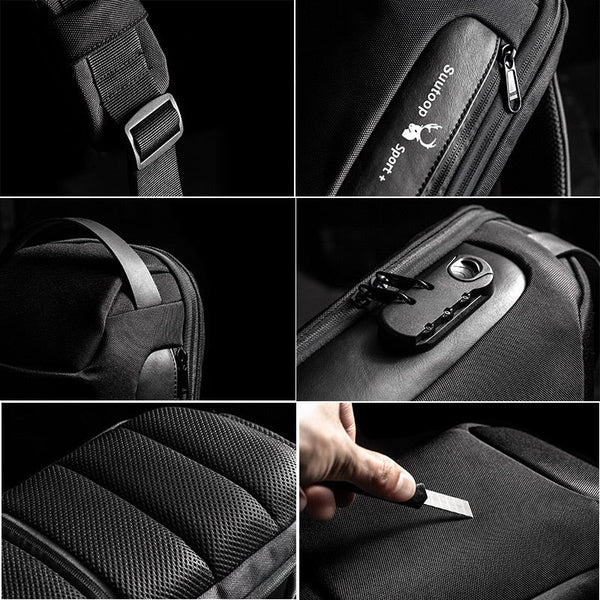 Men's Waterproof USB Oxford Crossbody Bag Anti-theft Shoulder Sling Bag Multifunction Short Travel Messenger Chest Pack For Male