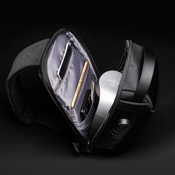 Men's Waterproof USB Oxford Crossbody Bag Anti-theft Shoulder Sling Bag Multifunction Short Travel Messenger Chest Pack For Male