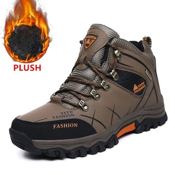 Men's Winter Snow Boots Waterproof Leather Sports Super Warm Men's Boots Outdoor Hiking Boots Work Travel Shoes Trail Climbing Shoes Lace Up Anti-Slip Waterproof Working Outdoor Boots