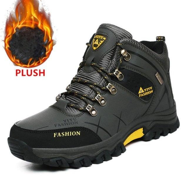 Men's Winter Snow Boots Waterproof Leather Sports Super Warm Men's Boots Outdoor Hiking Boots Work Travel Shoes Trail Climbing Shoes Lace Up Anti-Slip Waterproof Working Outdoor Boots