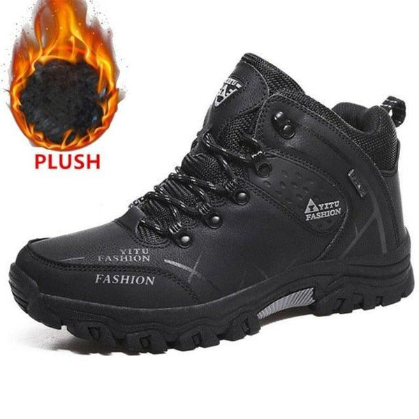 Men's Winter Snow Boots Waterproof Leather Sports Super Warm Men's Boots Outdoor Hiking Boots Work Travel Shoes Trail Climbing Shoes Lace Up Anti-Slip Waterproof Working Outdoor Boots