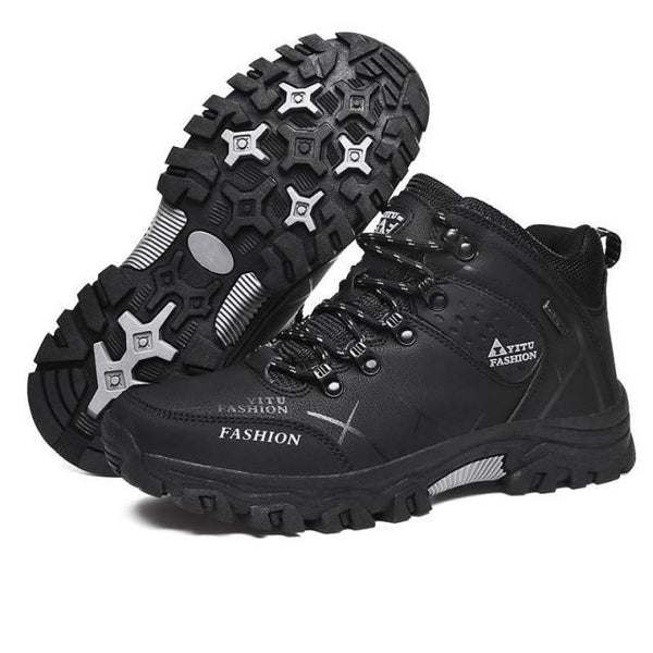 Men's Winter Snow Boots Waterproof Leather Sports Super Warm Men's Boots Outdoor Hiking Boots Work Travel Shoes Trail Climbing Shoes Lace Up Anti-Slip Waterproof Working Outdoor Boots