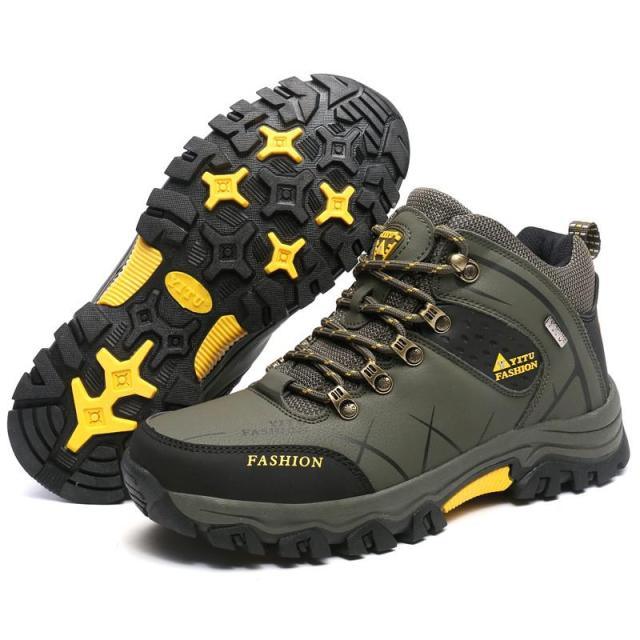 Men's Winter Snow Boots Waterproof Leather Sports Super Warm Men's Boots Outdoor Hiking Boots Work Travel Shoes Trail Climbing Shoes Lace Up Anti-Slip Waterproof Working Outdoor Boots
