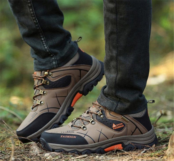 Men's Winter Snow Boots Waterproof Leather Sports Super Warm Men's Boots Outdoor Hiking Boots Work Travel Shoes Trail Climbing Shoes Lace Up Anti-Slip Waterproof Working Outdoor Boots