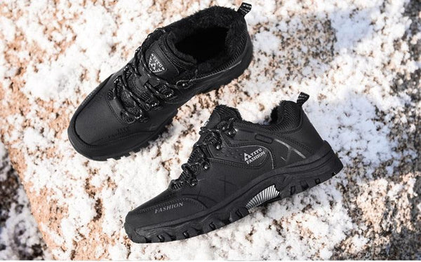 Men's Winter Snow Boots Waterproof Leather Sports Super Warm Men's Boots Outdoor Hiking Boots Work Travel Shoes Trail Climbing Shoes Lace Up Anti-Slip Waterproof Working Outdoor Boots