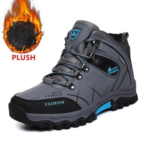 Men's Winter Snow Boots Waterproof Leather Sports Super Warm Men's Boots Outdoor Hiking Boots Work Travel Shoes Trail Climbing Shoes Lace Up Anti-Slip Waterproof Working Outdoor Boots