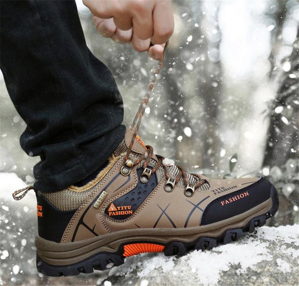 Men's Winter Snow Boots Waterproof Leather Sports Super Warm Men's Boots Outdoor Hiking Boots Work Travel Shoes Trail Climbing Shoes Lace Up Anti-Slip Waterproof Working Outdoor Boots