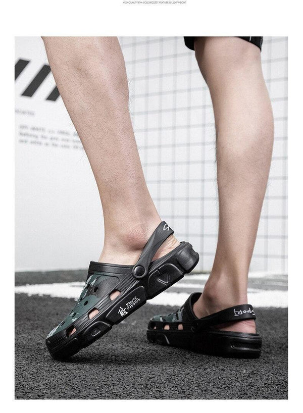 Men Sandals Summer Camouflage Hole Shoes Garden Shoes Outdoor Non-slip Beach Shoes Flat Sandals Home Slippers Unisex Garden Clogs Shoes Slippers Sandals For Mens