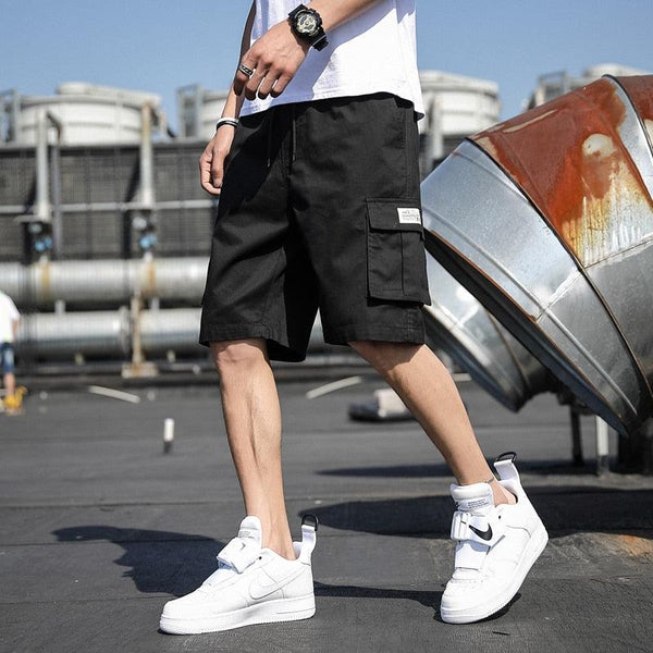 Men Shorts Casual Loose Sports Pants Overalls Men New Summer Fashion Beach Pants High Quality Shorts Men Summer Men's Outdoor Cargo Shorts Pocket Cotton Casual Half Pants Mid Waist Drawstring Loose Shorts