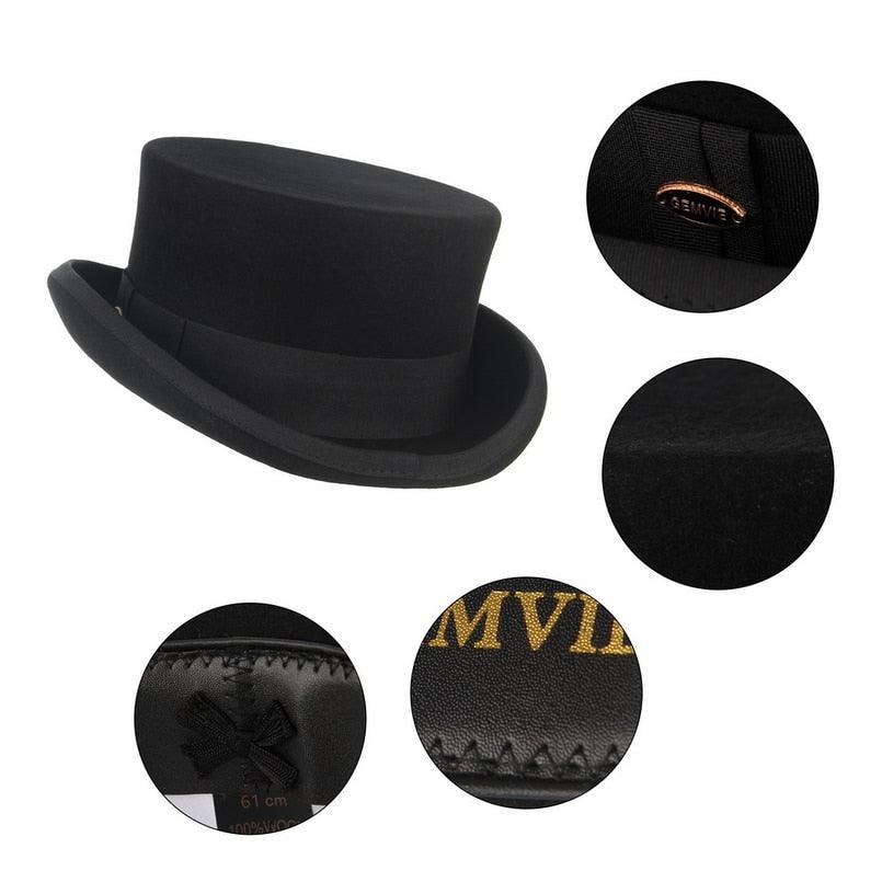 Men Simple Classic Wool Hat For Men/Women New Pork Pie Hat Men's Porkpie Breathable Hats Flat Top Men's Fedora Hat Party Costume Fedoras Black Hats