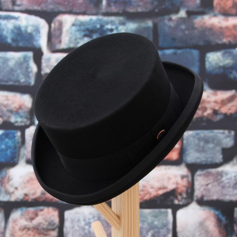 Men Simple Classic Wool Hat For Men/Women New Pork Pie Hat Men's Porkpie Breathable Hats Flat Top Men's Fedora Hat Party Costume Fedoras Black Hats