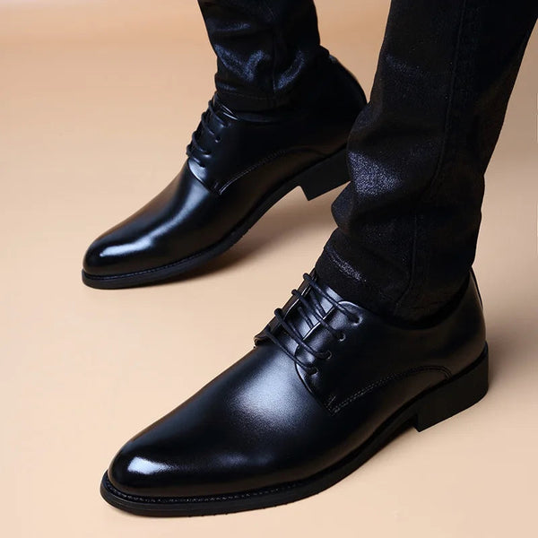 Men Wedding Leather Business Men's Dress Pointed Casual Youth British Style Inner Heightening Spring  New Arrivals Shoes