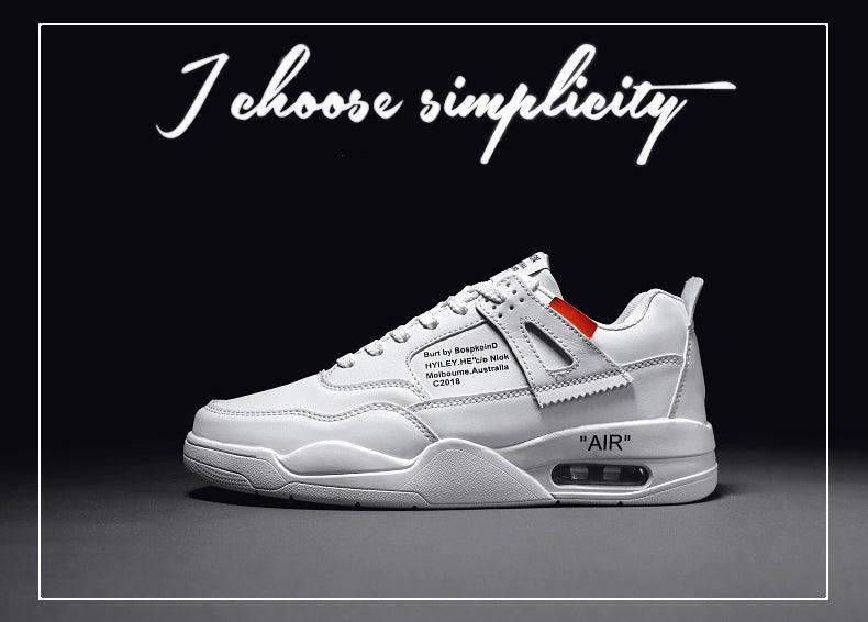 Men White Casual Leather Fashion Sneakers Breathable Sports Running Shoes Leather Running Sport Air Cushion Outdoor Training Sneakers High Quality Design