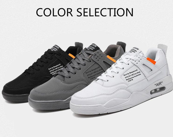Men White Casual Leather Fashion Sneakers Breathable Sports Running Shoes Leather Running Sport Air Cushion Outdoor Training Sneakers High Quality Design