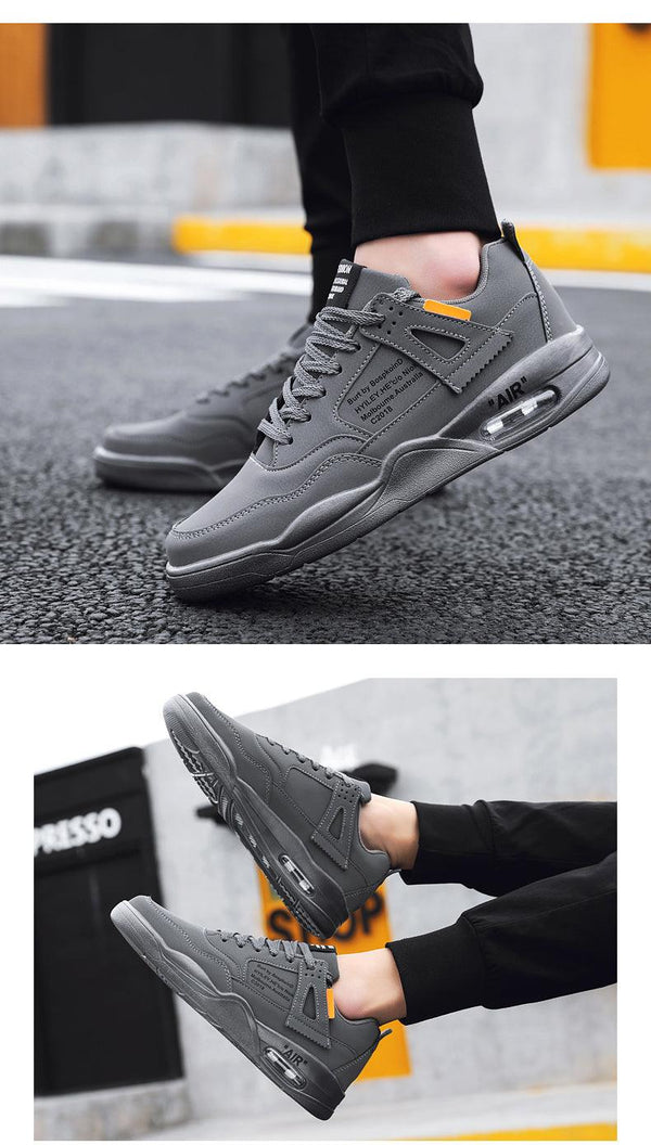 Men White Casual Leather Fashion Sneakers Breathable Sports Running Shoes Leather Running Sport Air Cushion Outdoor Training Sneakers High Quality Design
