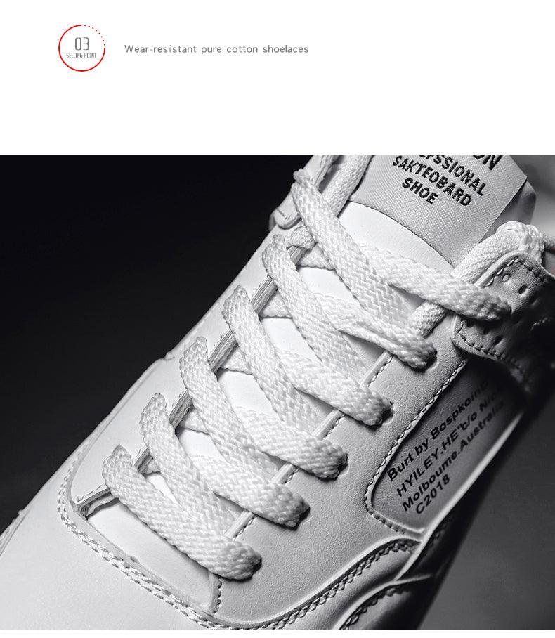 Men White Casual Leather Fashion Sneakers Breathable Sports Running Shoes Leather Running Sport Air Cushion Outdoor Training Sneakers High Quality Design