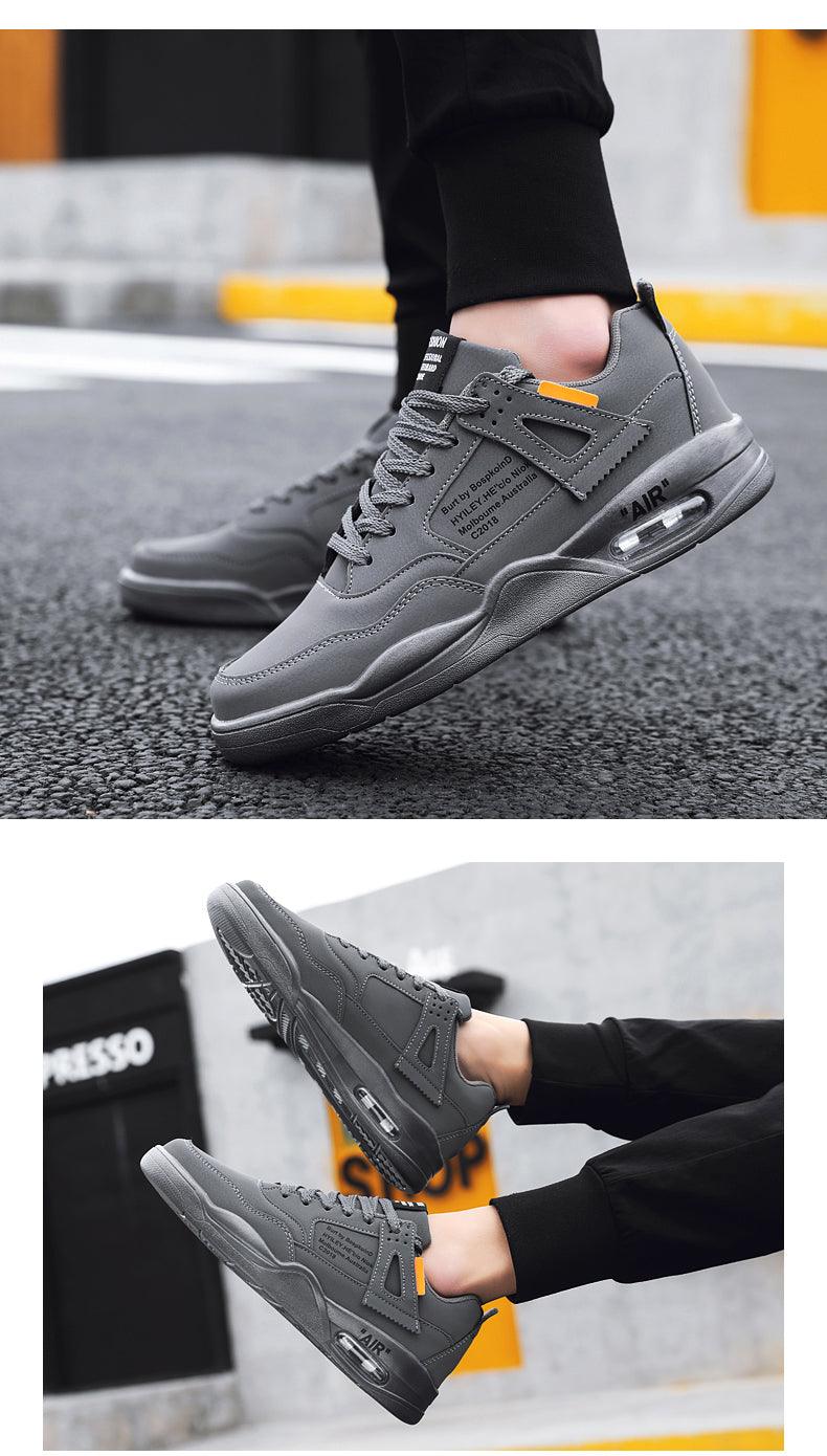 Men White Casual Leather Fashion Sneakers Breathable Sports Running Shoes Leather Running Sport Air Cushion Outdoor Training Sneakers High Quality Design