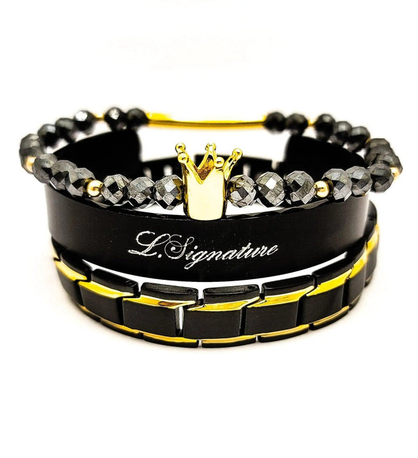 Men's Black Diamond Bracelet Set