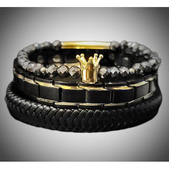 Men's Black Diamond Bracelet Set