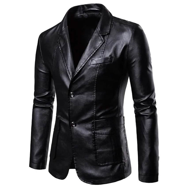Men's Blazer Faux Leather Jacket
