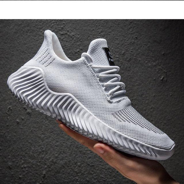 Mens Breathable White Trendy Sneakers  Casual Design  Light Walking Running Trainers Casual Breathable Mesh Men Running Shoes Walking Sneakers