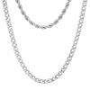 Men's Cuban and Rope Chain Double Row Necklace