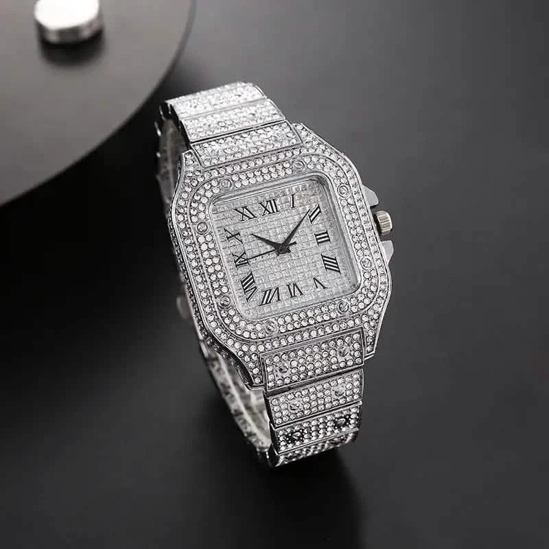 Men's Fashion Elegant High-End Analog Zinc Alloy Watch with Rhinestones