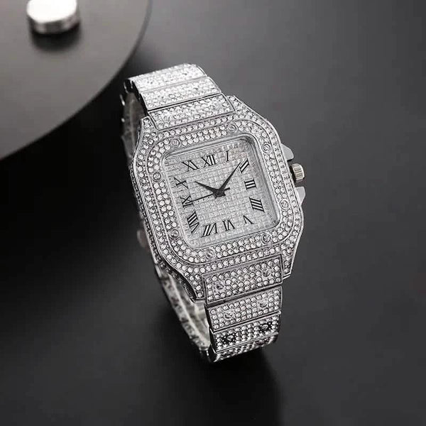 Men's Fashion Elegant High-End Analog Zinc Alloy Watch with Rhinestones