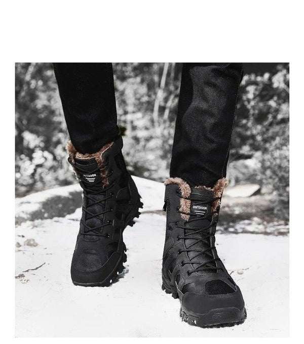 Mens Outdoor Sports Hiking Boots Wear Resisting Work Shoes Footwear Mountain Sport Mid-Cut Black Hiking Boots Outdoor Mountaineering Outdoor Winter Shoes