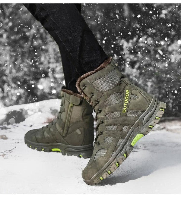 Mens Outdoor Sports Hiking Boots Wear Resisting Work Shoes Footwear Mountain Sport Mid-Cut Black Hiking Boots Outdoor Mountaineering Outdoor Winter Shoes