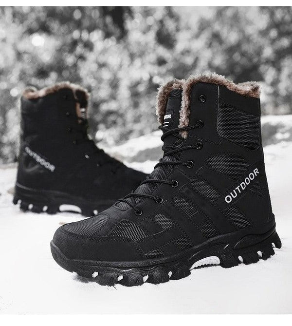 Mens Outdoor Sports Hiking Boots Wear Resisting Work Shoes Footwear Mountain Sport Mid-Cut Black Hiking Boots Outdoor Mountaineering Outdoor Winter Shoes