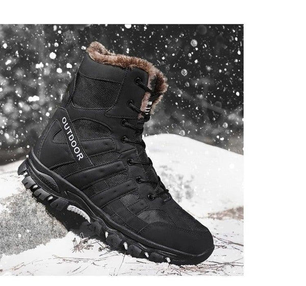 Mens Outdoor Sports Hiking Boots Wear Resisting Work Shoes Footwear Mountain Sport Mid-Cut Black Hiking Boots Outdoor Mountaineering Outdoor Winter Shoes