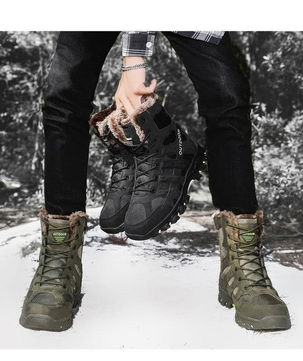 Mens Outdoor Sports Hiking Boots Wear Resisting Work Shoes Footwear Mountain Sport Mid-Cut Black Hiking Boots Outdoor Mountaineering Outdoor Winter Shoes