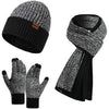 Men's Scarf and Beanie Hat Themal Gloves Set