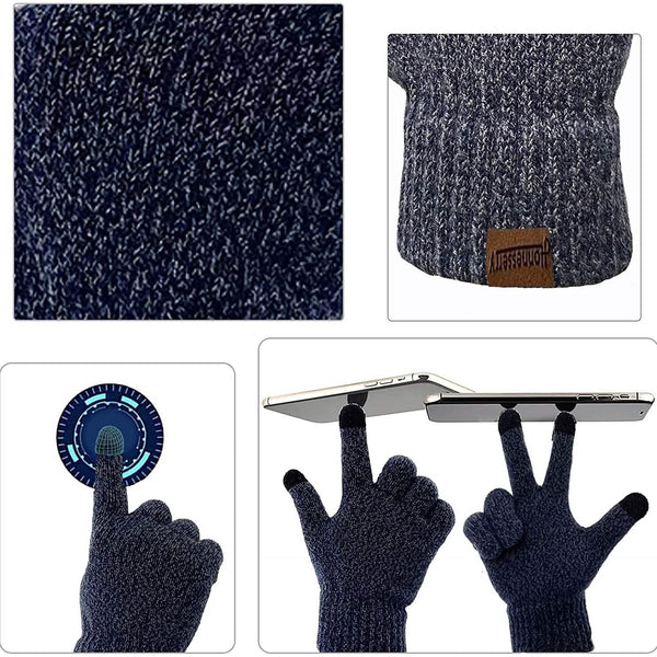 Men's Scaves and Beanie Hat Themal Gloves Set