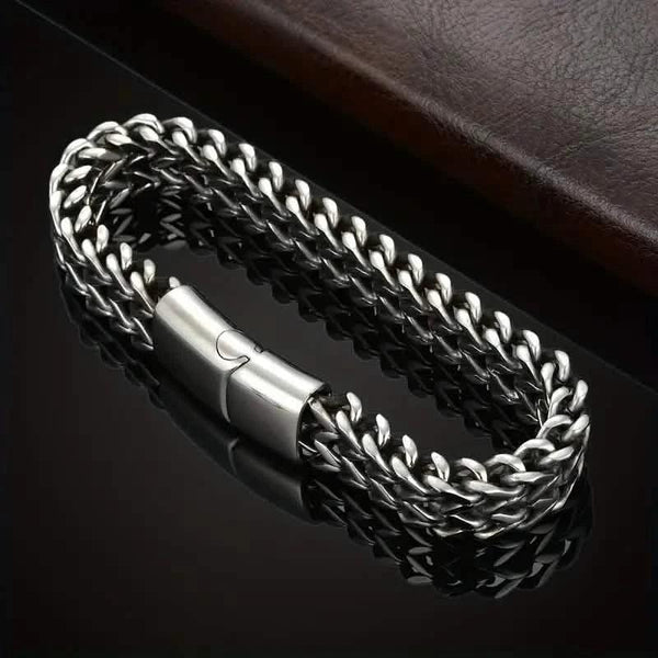 Men's Stainless Steel Braided Bracelet with Magnetic Clasp