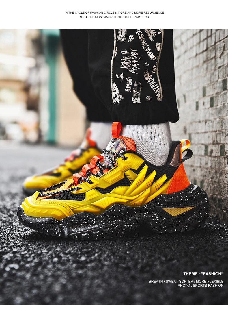 Mens Strong Casual Fashion Chunky Sneakers Height Increasing Spring Thick Sole Footwear Fashion High Quality Sneakers Slip on Walking Shoes High Top Casual Shoes For Men