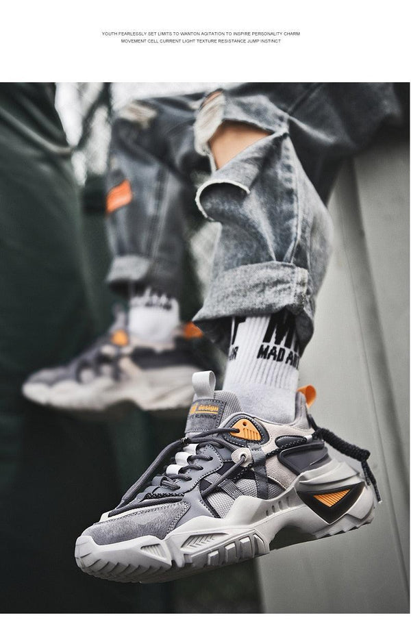 Mens Strong Casual Fashion Chunky Sneakers Height Increasing Spring Thick Sole Footwear Fashion High Quality Sneakers Slip on Walking Shoes High Top Casual Shoes For Men