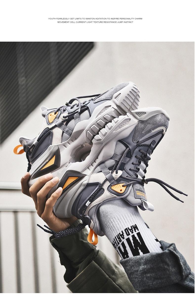 Mens Strong Casual Fashion Chunky Sneakers Height Increasing Spring Thick Sole Footwear Fashion High Quality Sneakers Slip on Walking Shoes High Top Casual Shoes For Men