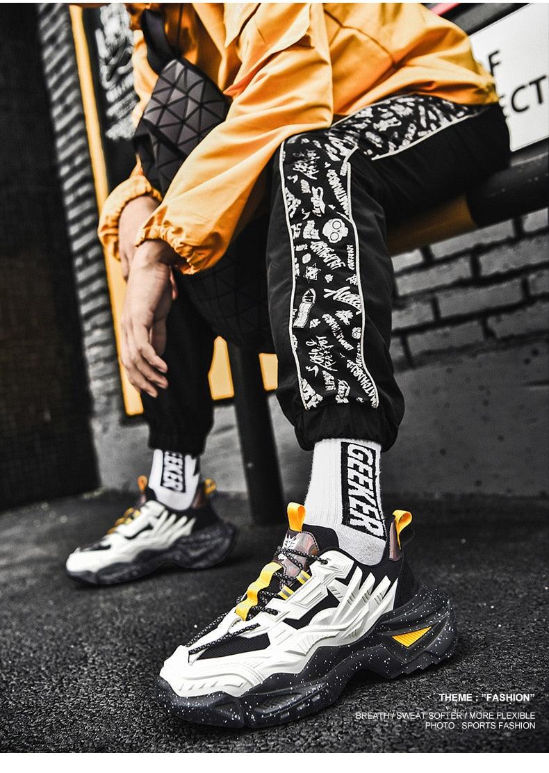 Mens Strong Casual Fashion Chunky Sneakers Height Increasing Spring Thick Sole Footwear Fashion High Quality Sneakers Slip on Walking Shoes High Top Casual Shoes For Men