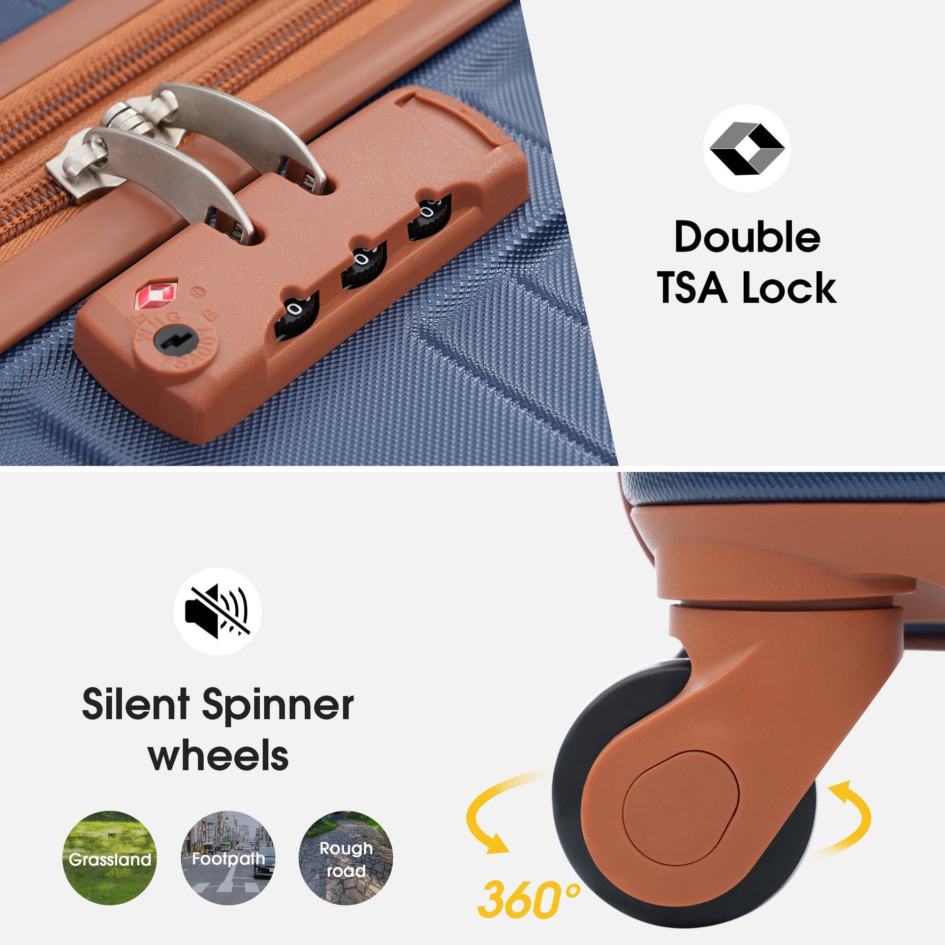 Merax Luggage with TSA Lock Spinner Wheels Hardside Expandable Luggage Travel Suitcase Carry on Luggage ABS 24